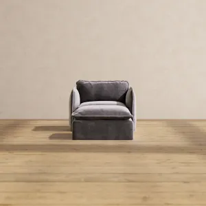 Slipcover Only - Modular Performance Armchair & Ottoman | Luxury Velvet in Cinder