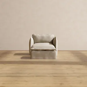 Slipcover Only - Modular Performance Armchair & Ottoman | Luxury Velvet in Dune