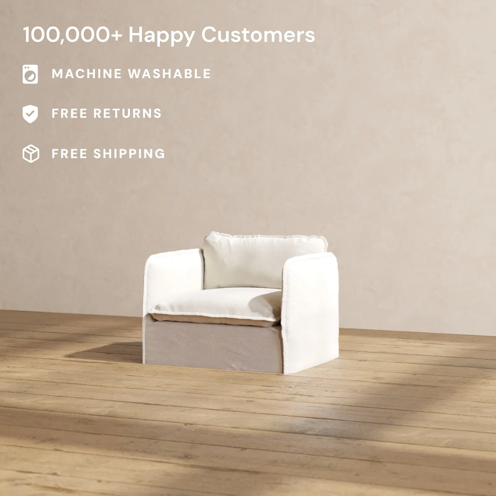 Slipcover Only - Modular Performance Armchair | Blended Weave in Flour