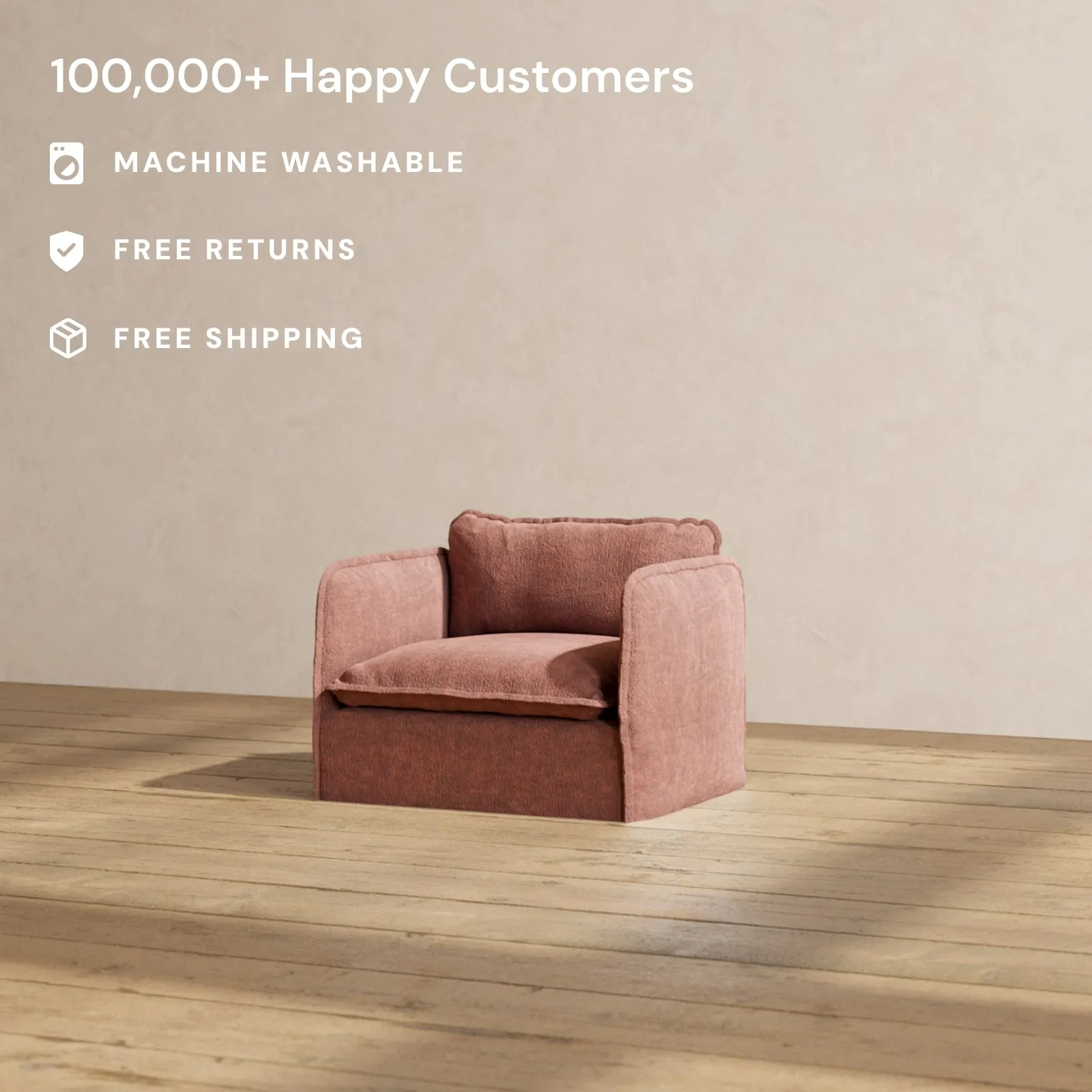 Slipcover Only - Modular Performance Armchair | Heirloom Velvet in Chestnut