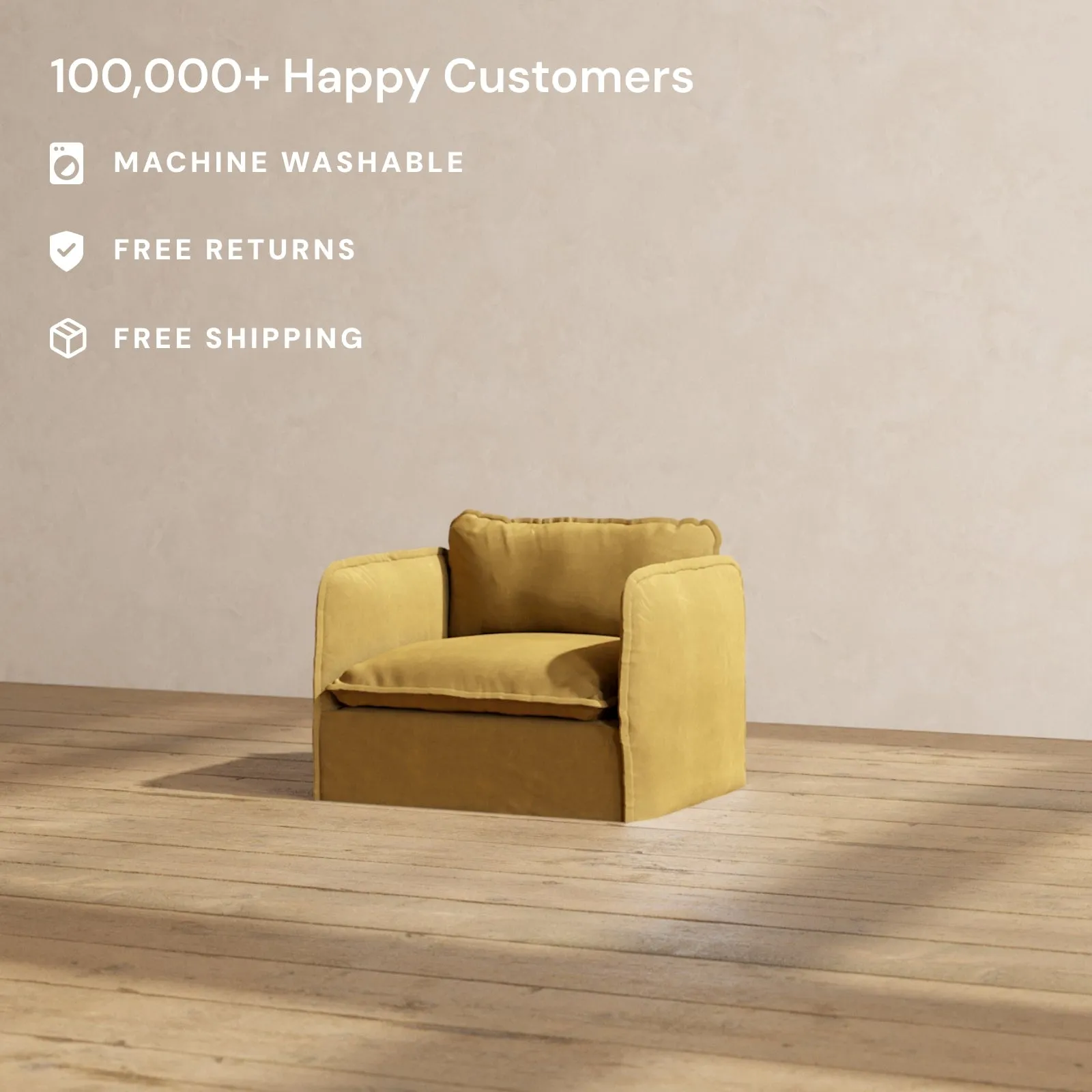Slipcover Only - Modular Performance Armchair | Luxury Velvet in Toffee