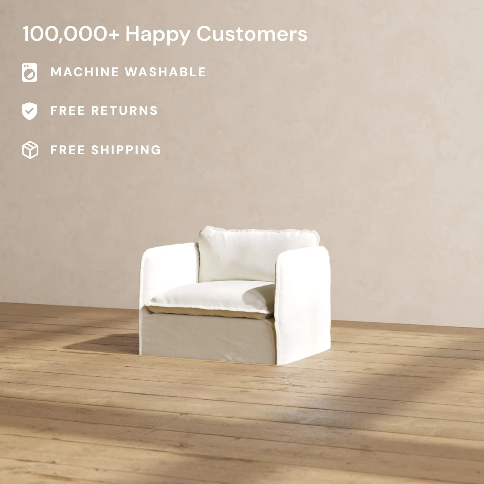 Slipcover Only - Modular Performance Armchair | Plush Weave in Eggshell