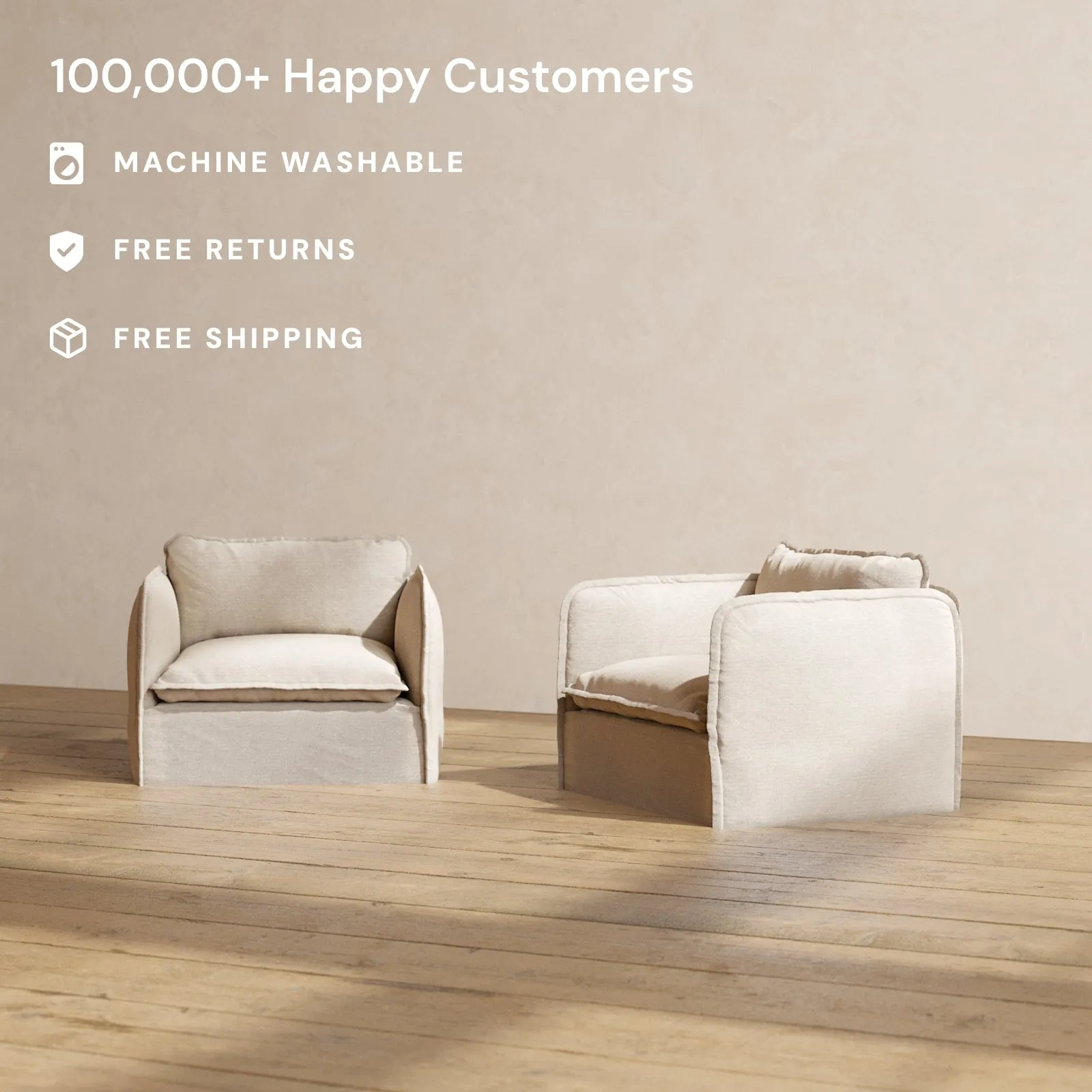 Slipcover Only - Modular Performance Armchair Set | Blended Weave in Oat