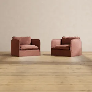 Slipcover Only - Modular Performance Armchair Set | Heirloom Velvet in Chestnut