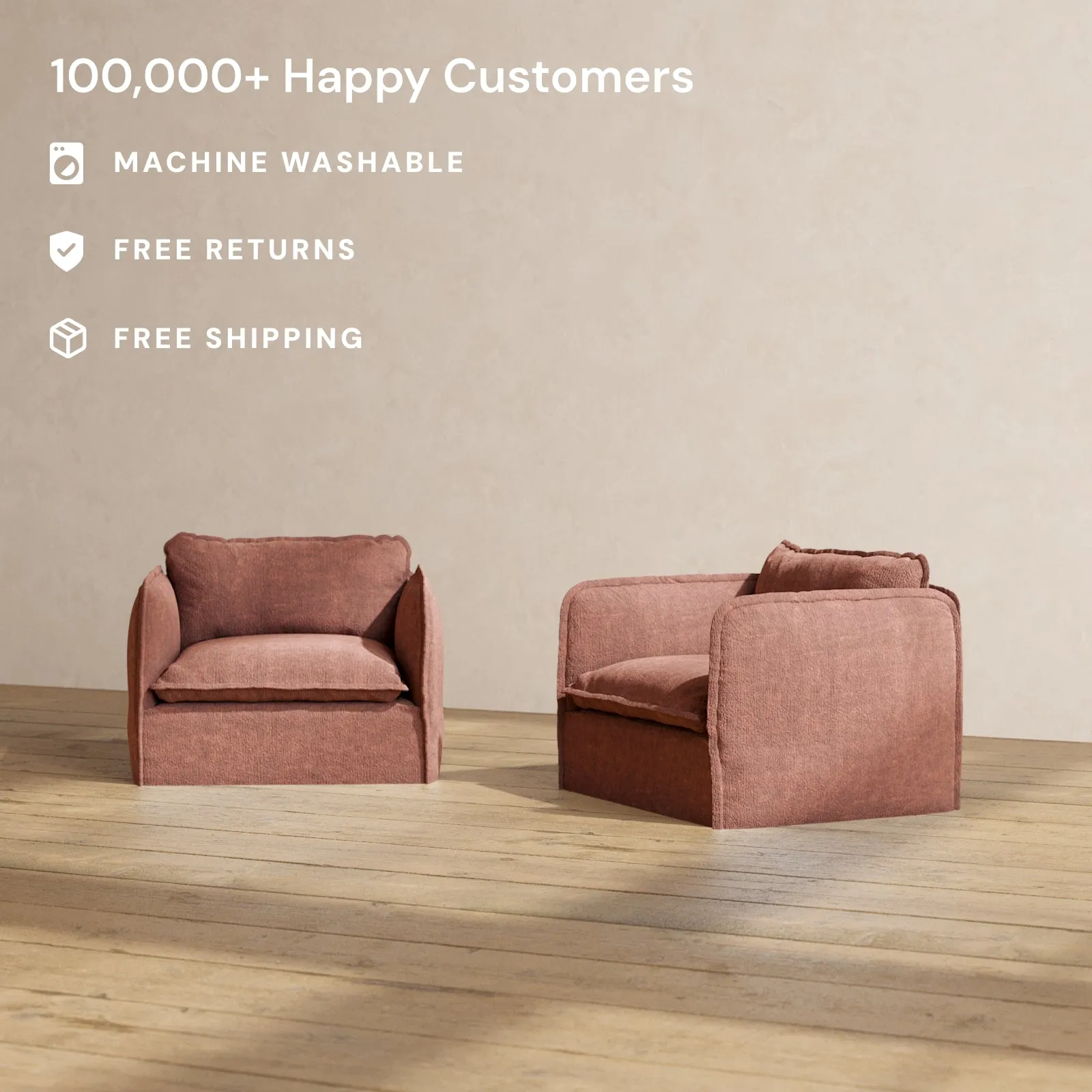 Slipcover Only - Modular Performance Armchair Set | Heirloom Velvet in Chestnut