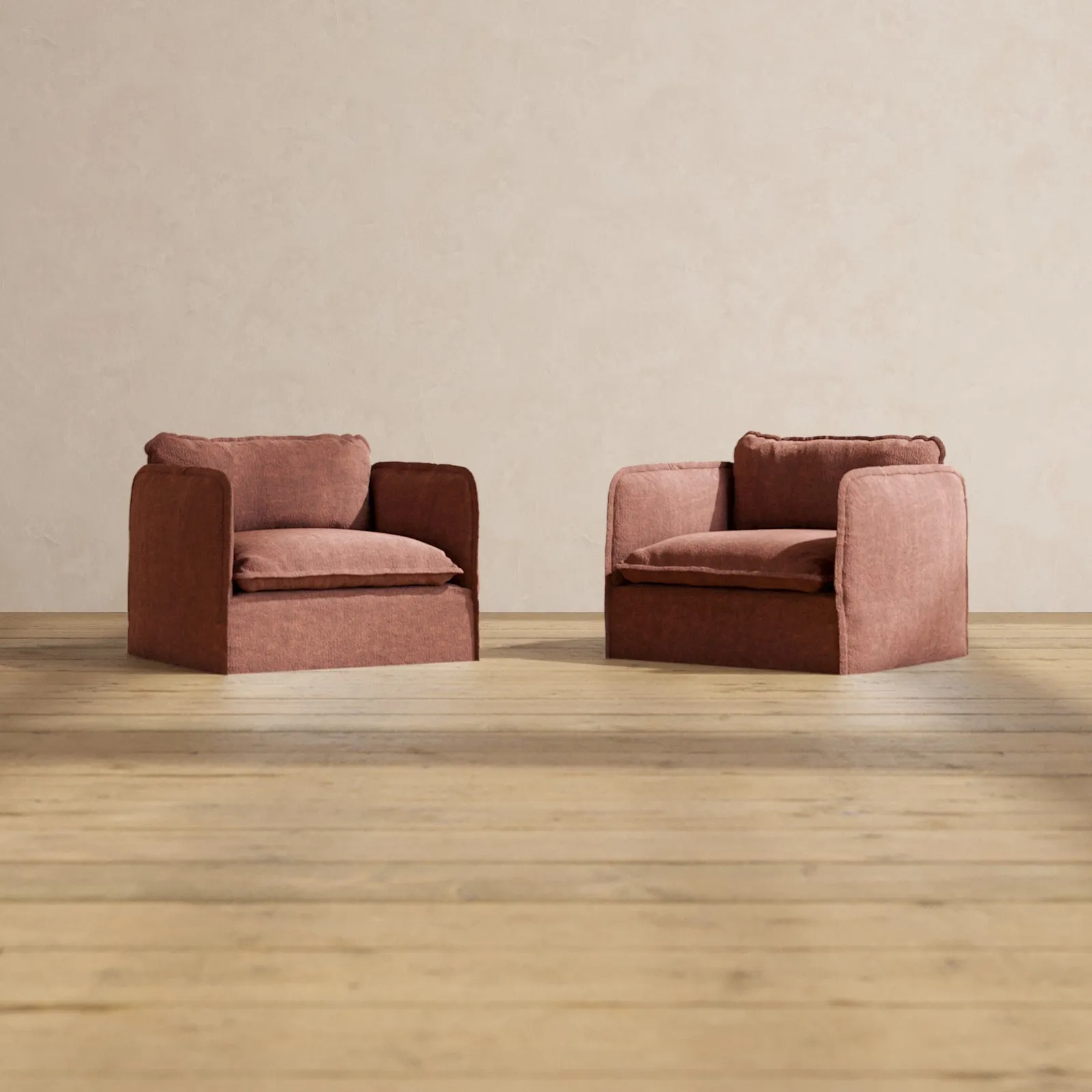 Slipcover Only - Modular Performance Armchair Set | Heirloom Velvet in Chestnut