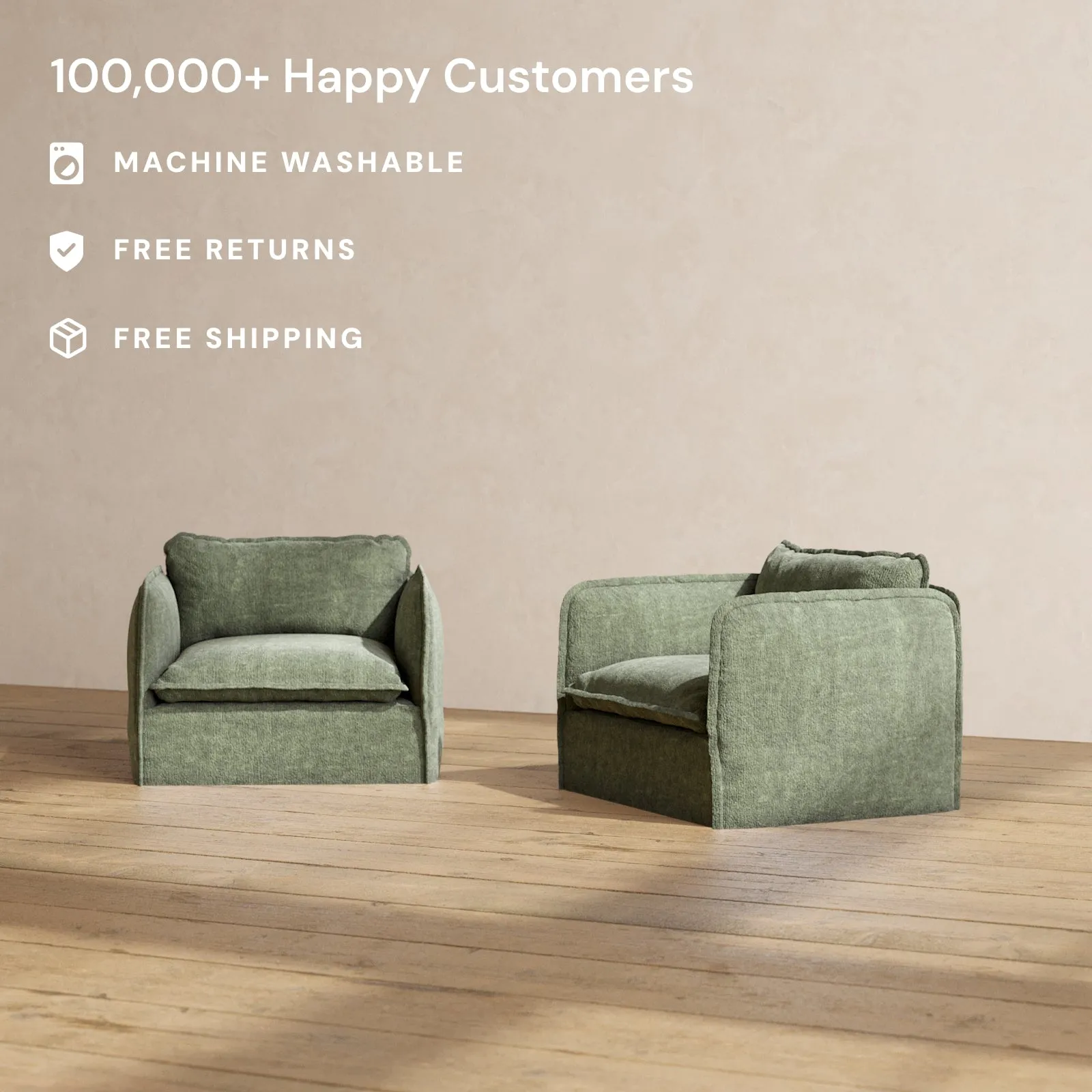 Slipcover Only - Modular Performance Armchair Set | Heirloom Velvet in Willow