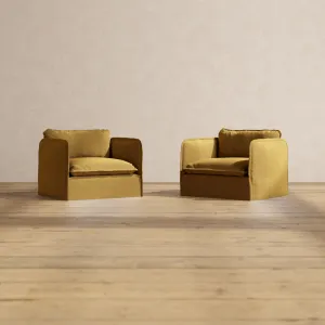 Slipcover Only - Modular Performance Armchair Set | Luxury Velvet in Toffee