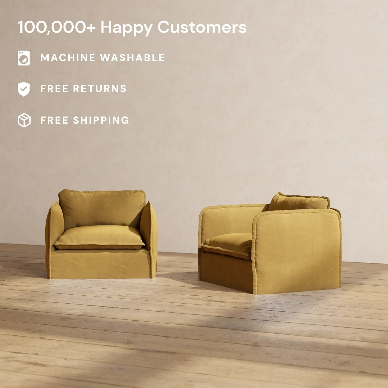 Slipcover Only - Modular Performance Armchair Set | Luxury Velvet in Toffee