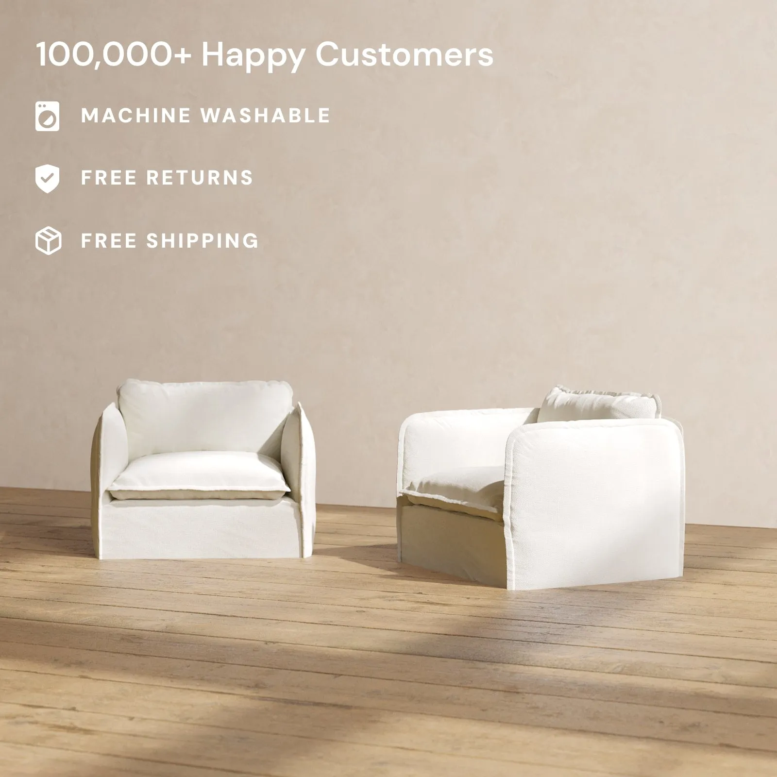 Slipcover Only - Modular Performance Armchair Set | Plush Weave in Eggshell