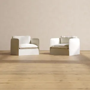 Slipcover Only - Modular Performance Armchair Set | Plush Weave in Eggshell