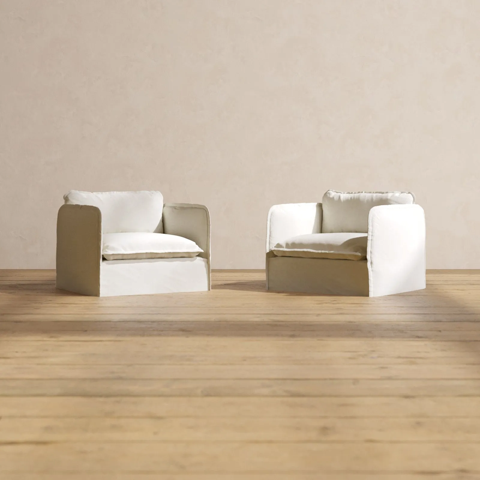 Slipcover Only - Modular Performance Armchair Set | Plush Weave in Eggshell