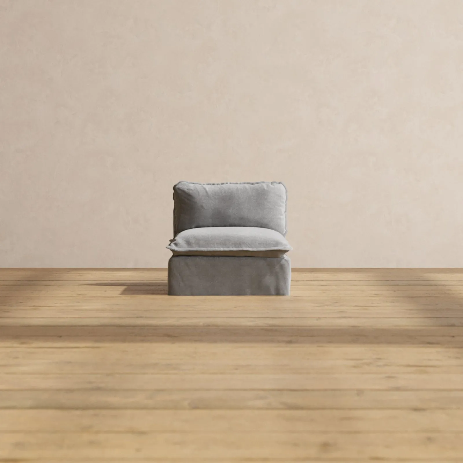 Slipcover Only - Modular Performance Armless Chair | Plush Weave in Ash