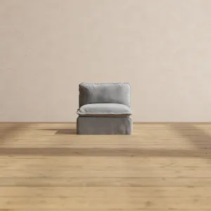 Slipcover Only - Modular Performance Armless Chair | Plush Weave in Ash