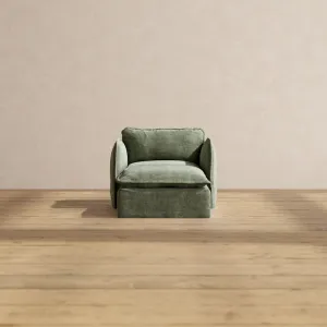 Slipcover Only - Modular Performance Chaise Armchair | Heirloom Velvet in Willow
