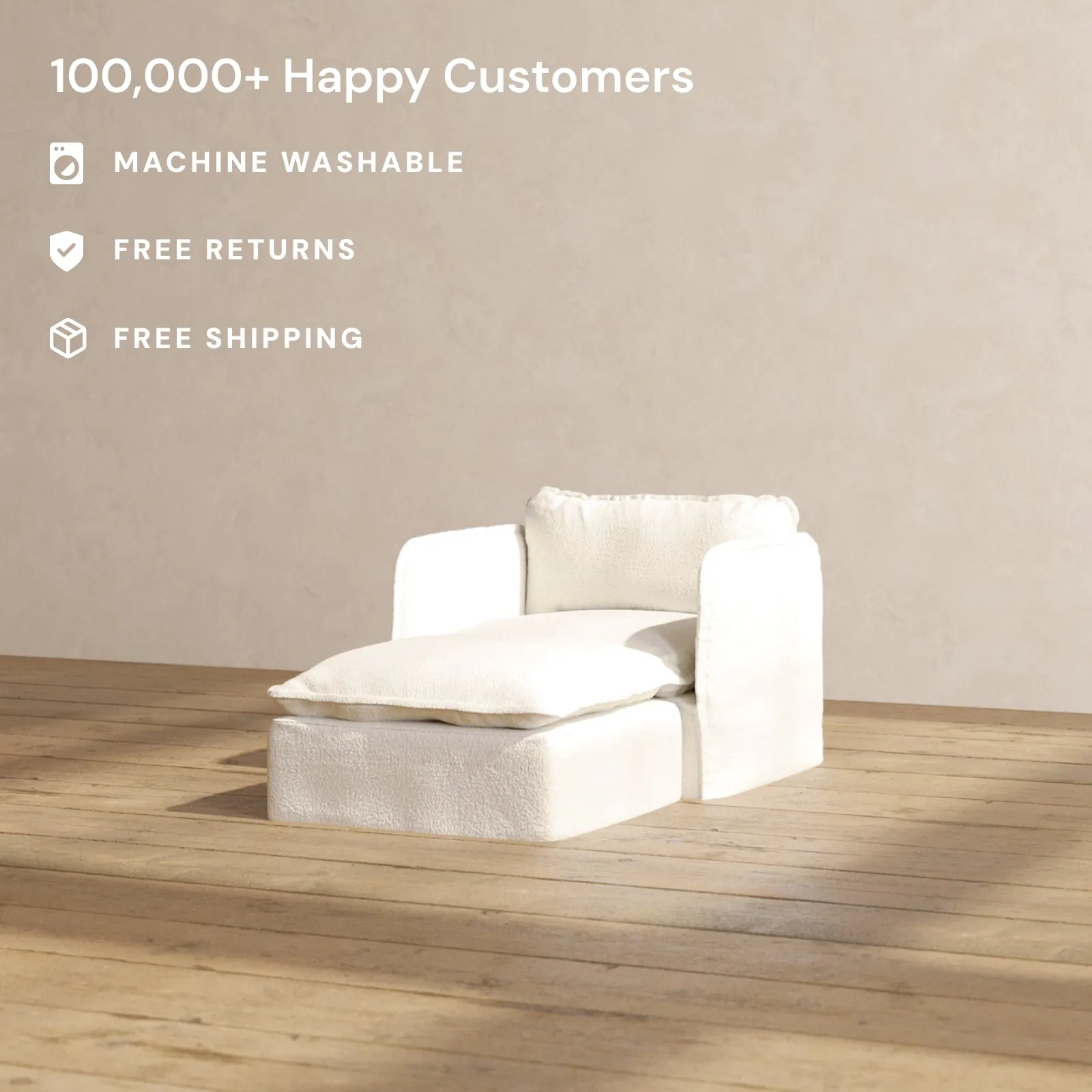 Slipcover Only - Modular Performance Chaise Armchair | Knit Boucle in Mousse