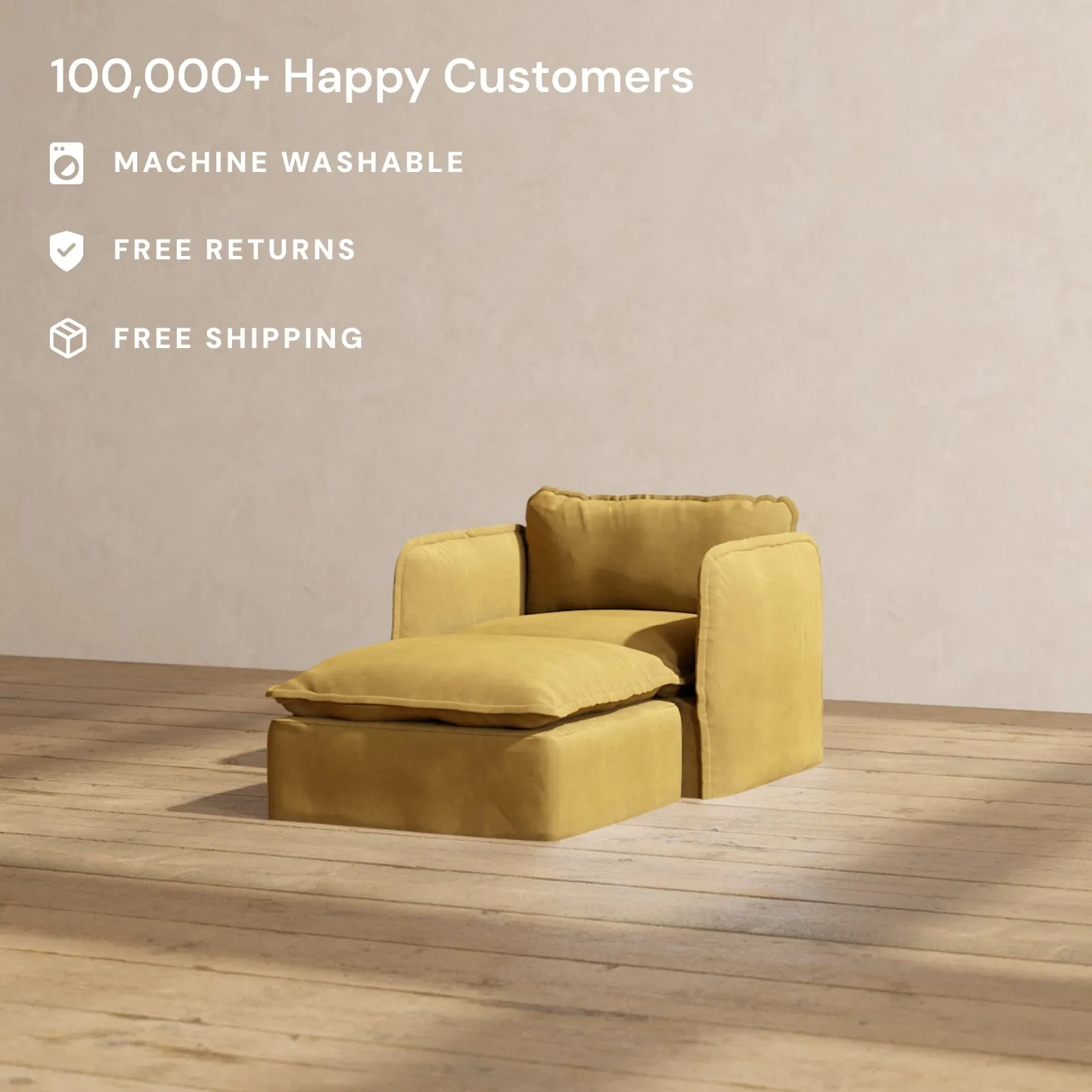 Slipcover Only - Modular Performance Chaise Armchair | Luxury Velvet in Toffee