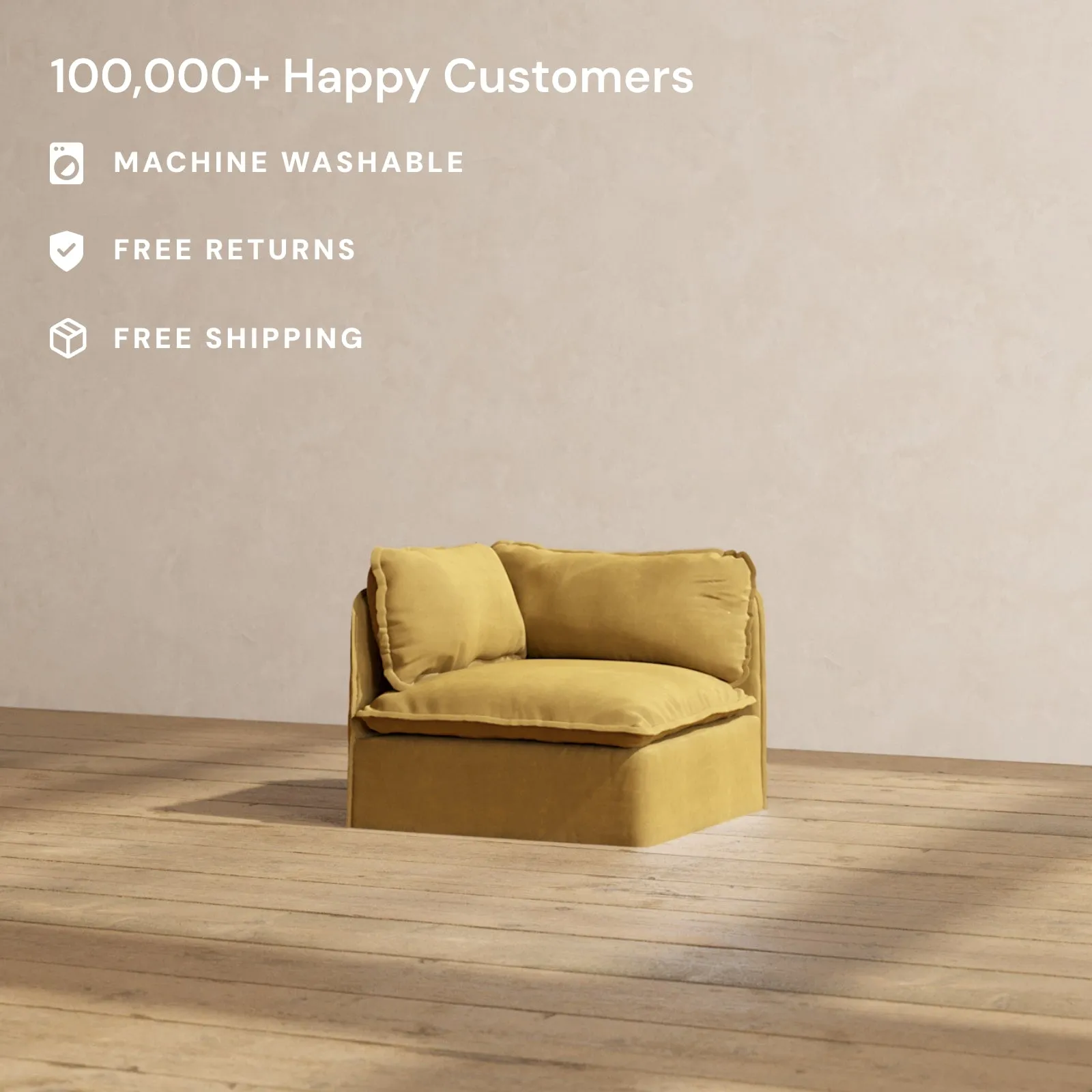 Slipcover Only - Modular Performance Corner Chair | Luxury Velvet in Toffee