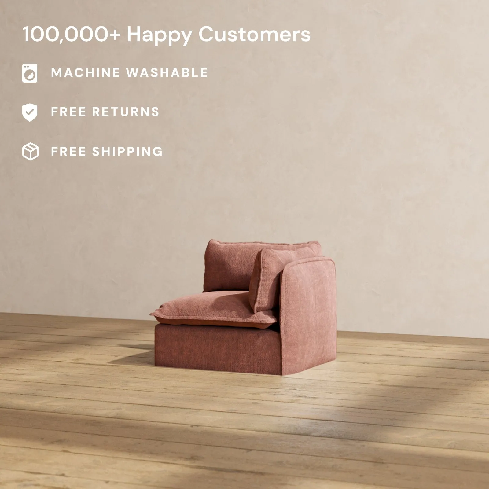 Slipcover Only - Modular Performance End Chair | Heirloom Velvet in Chestnut