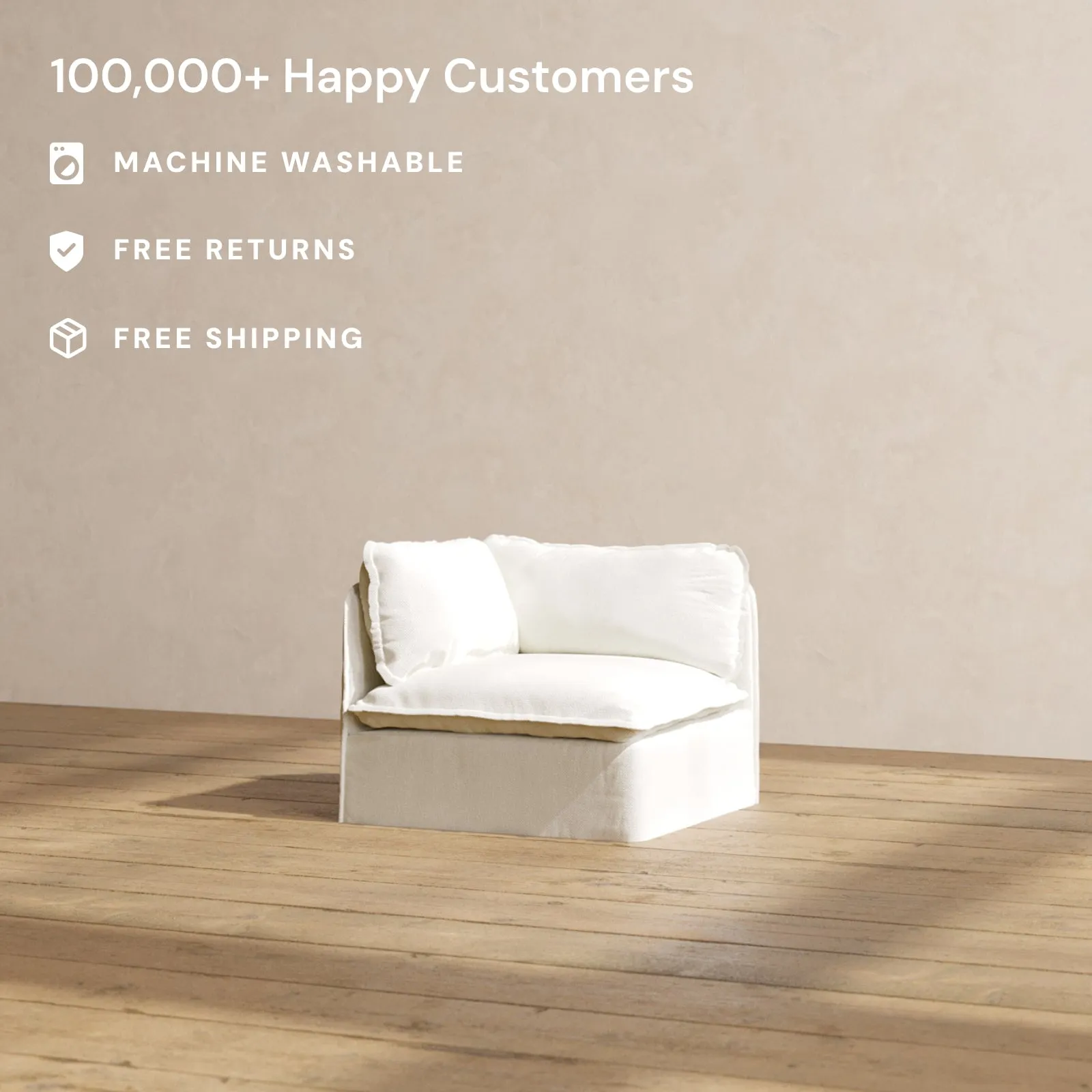 Slipcover Only - Modular Performance End Chair | Plush Weave in Eggshell