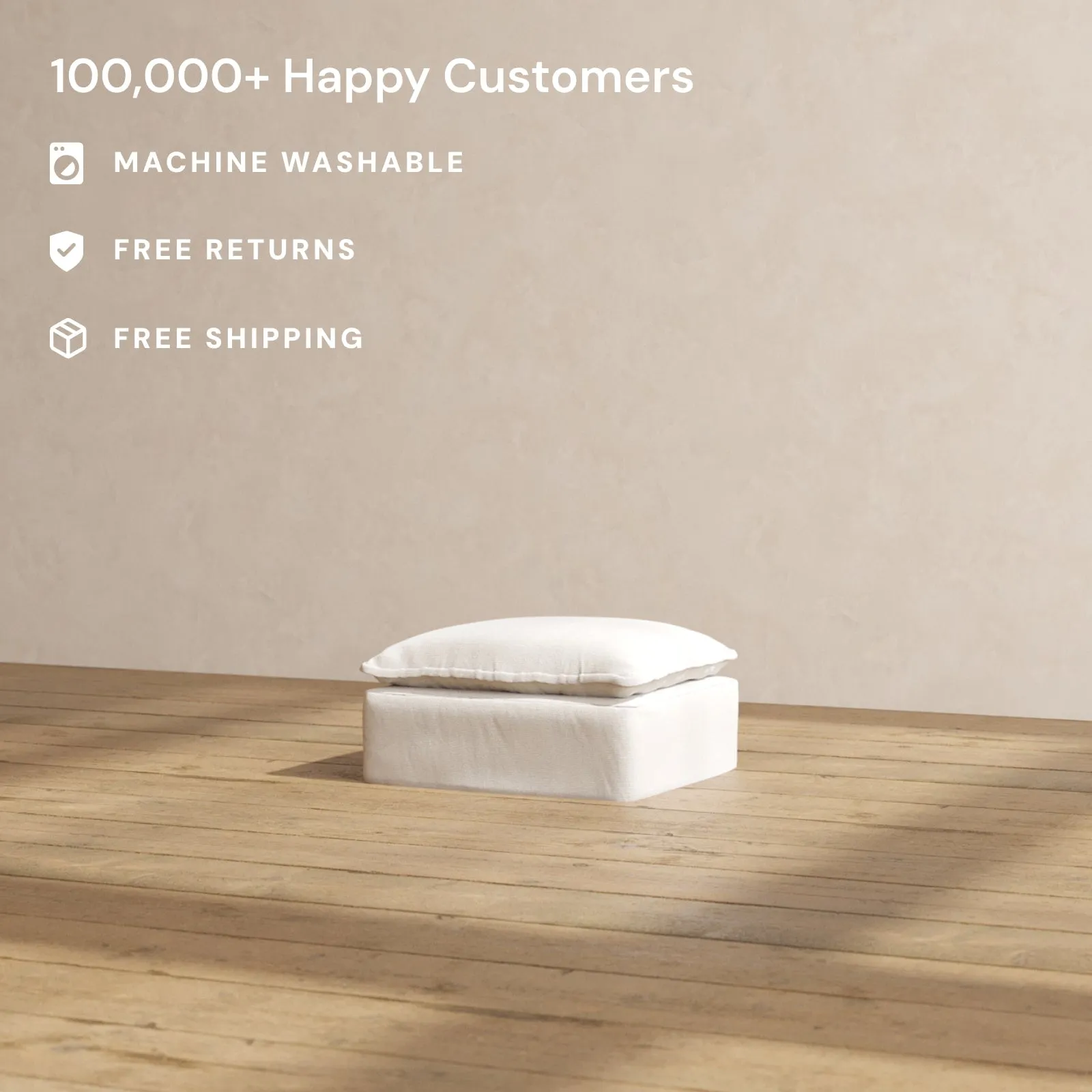 Slipcover Only - Modular Performance Ottoman | Blended Weave in Flour