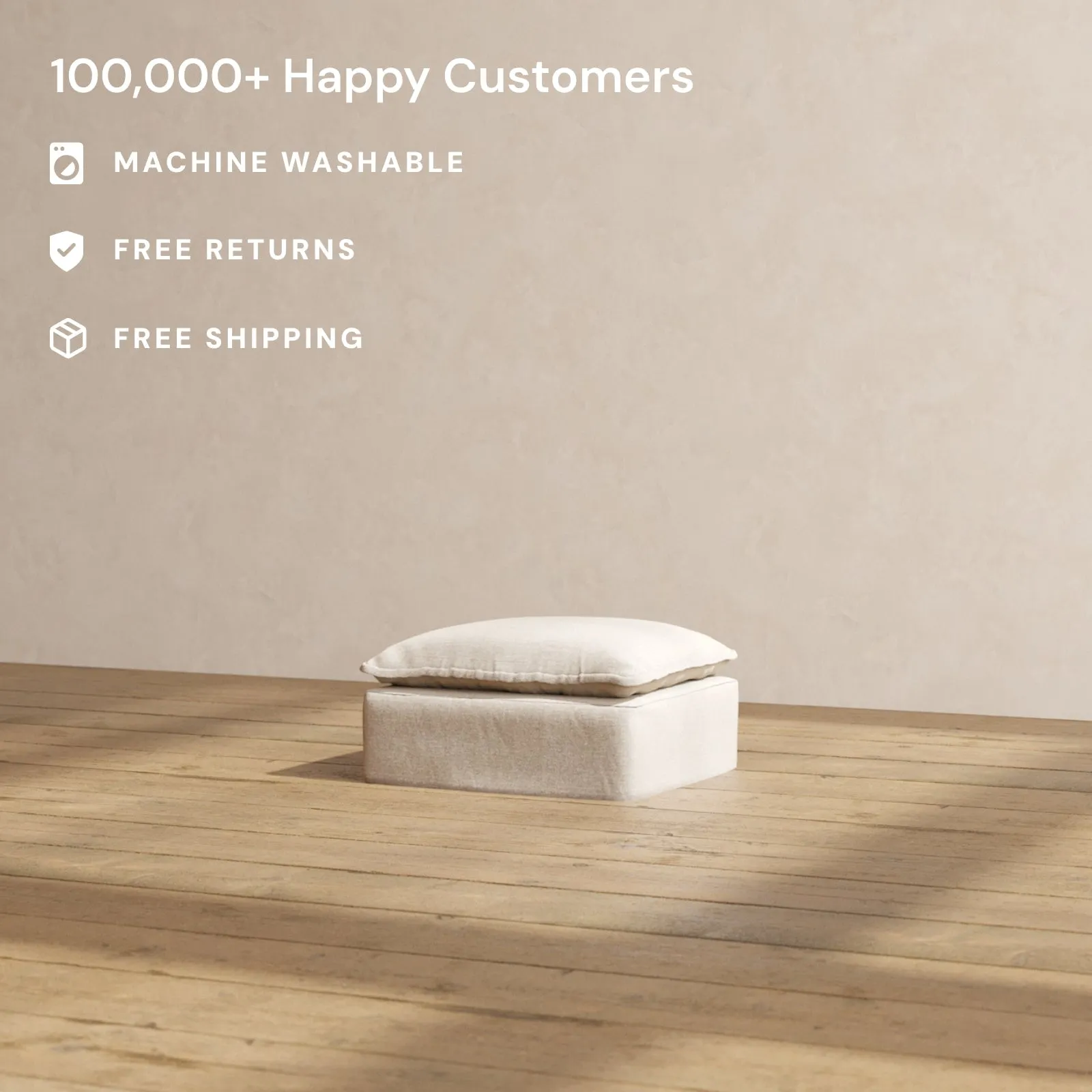 Slipcover Only - Modular Performance Ottoman | Blended Weave in Oat