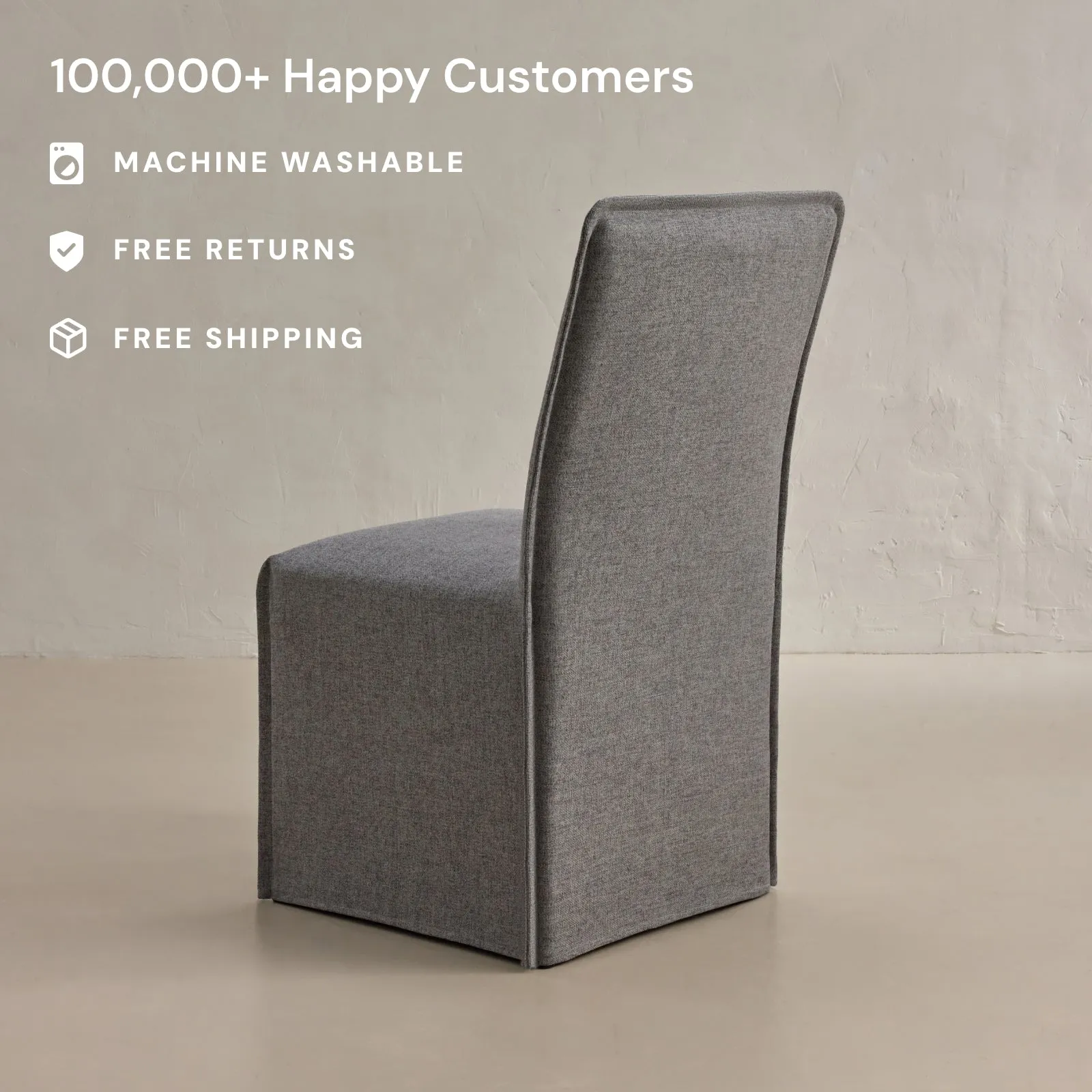Slipcover Only - Washable Upholstered Dining Chair | 19” Back Height in Ash