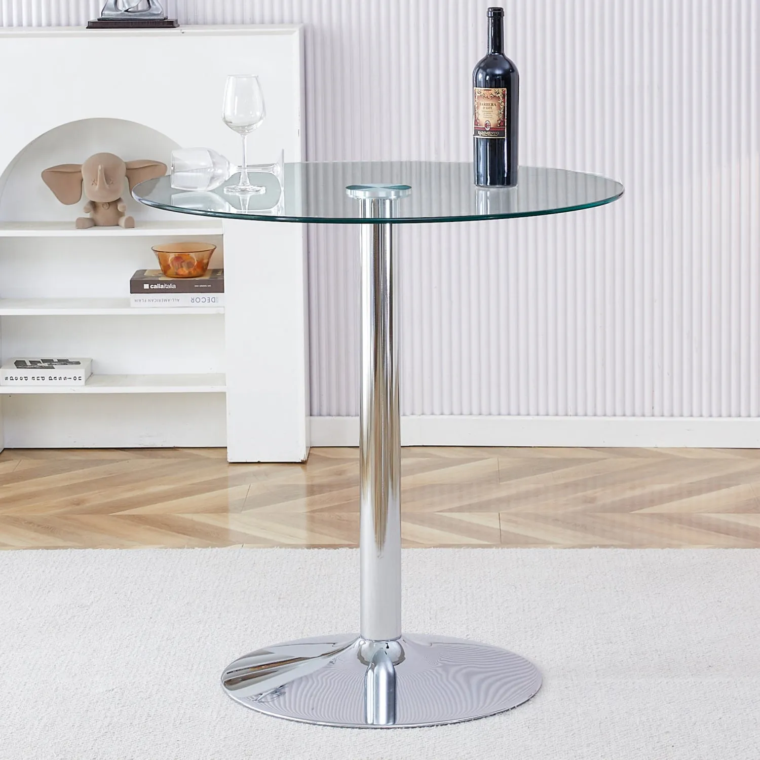 Streamdale 35" Glass Tabletop, Silver Legs - Modern Dining/Conference