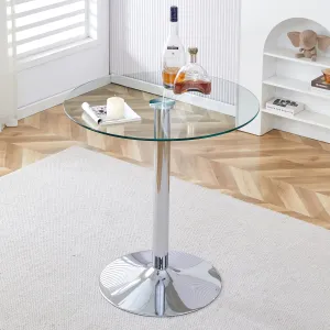 Streamdale 35" Glass Tabletop, Silver Legs - Modern Dining/Conference