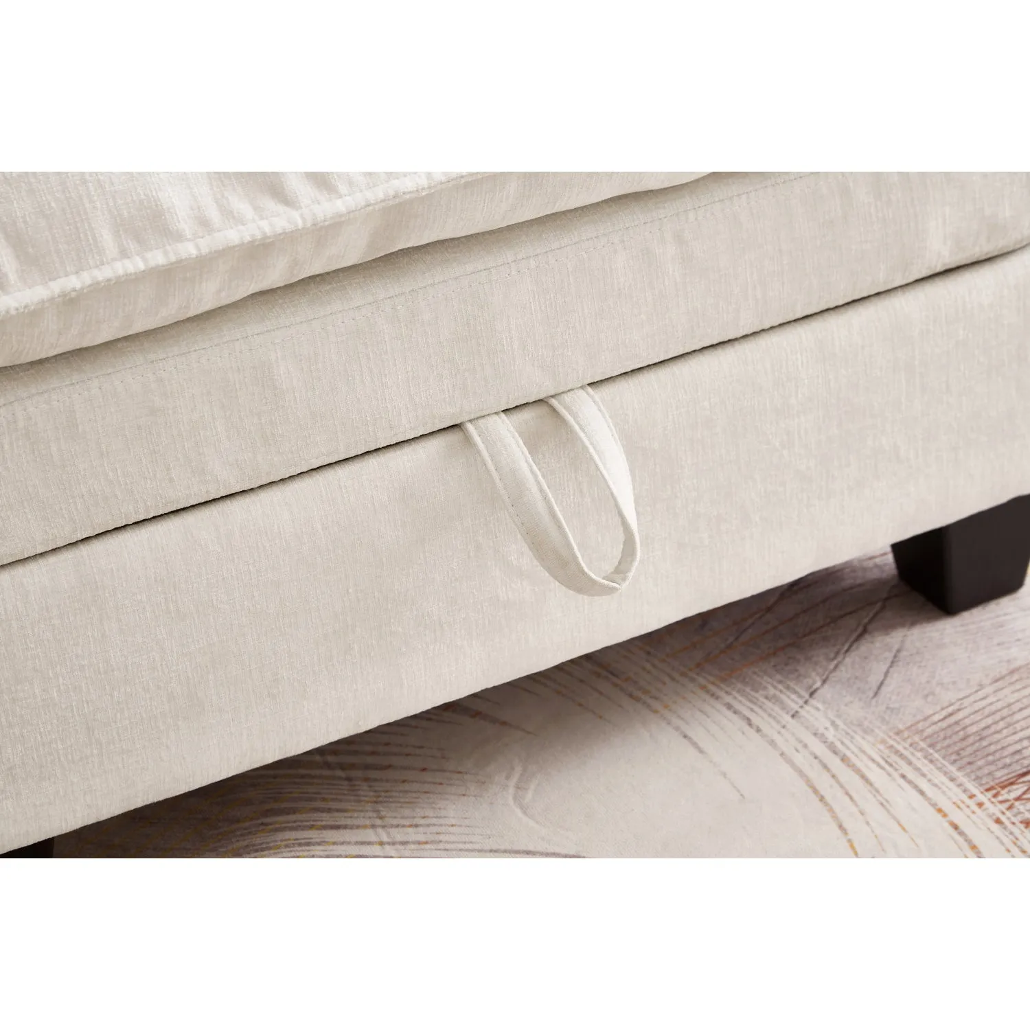 Streamdale 51" Beige Chenille Chaise Lounge with Ottoman & Storage