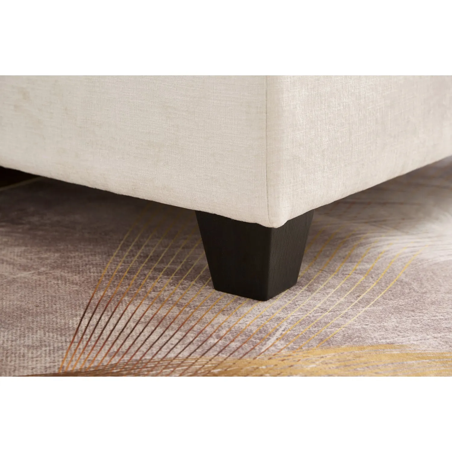 Streamdale 51" Beige Chenille Chaise Lounge with Ottoman & Storage