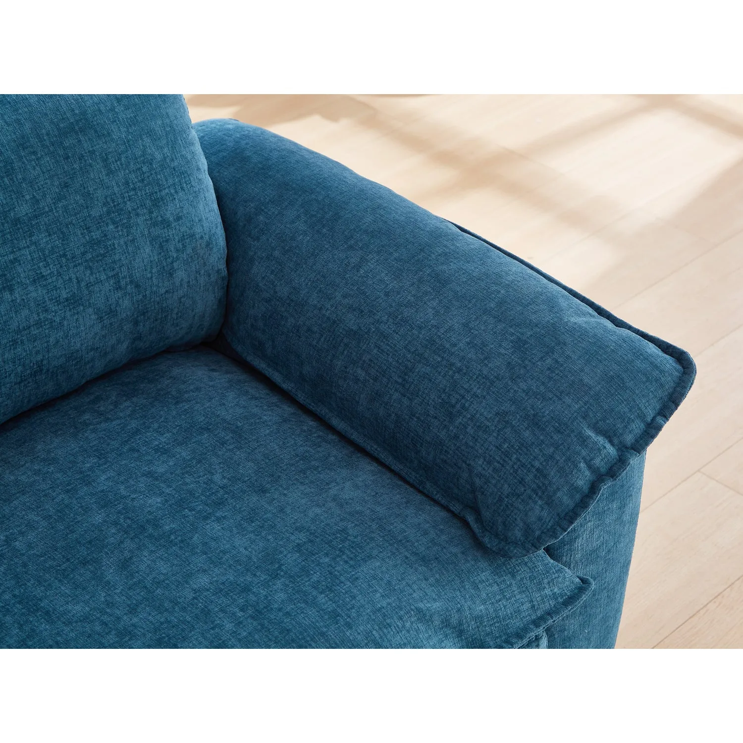 Streamdale 51" Blue Chenille Chaise Lounge with Ottoman & Storage