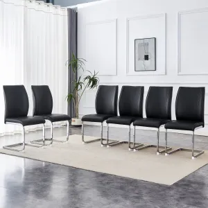 Streamdale Arch Dining Chairs - Black PU, Silver Legs (Set of 6)