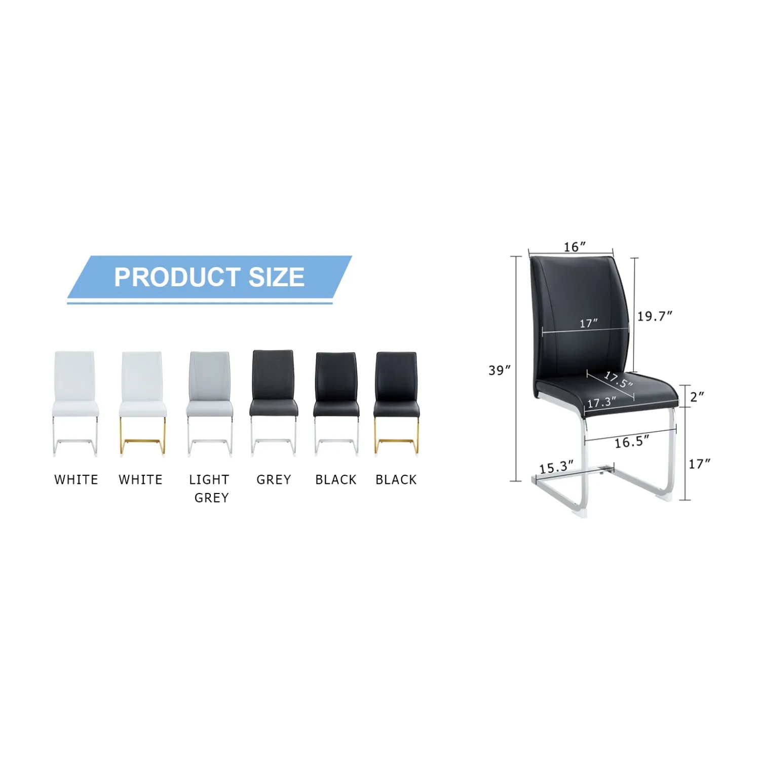Streamdale Arch Dining Chairs - Black PU, Silver Legs (Set of 6)