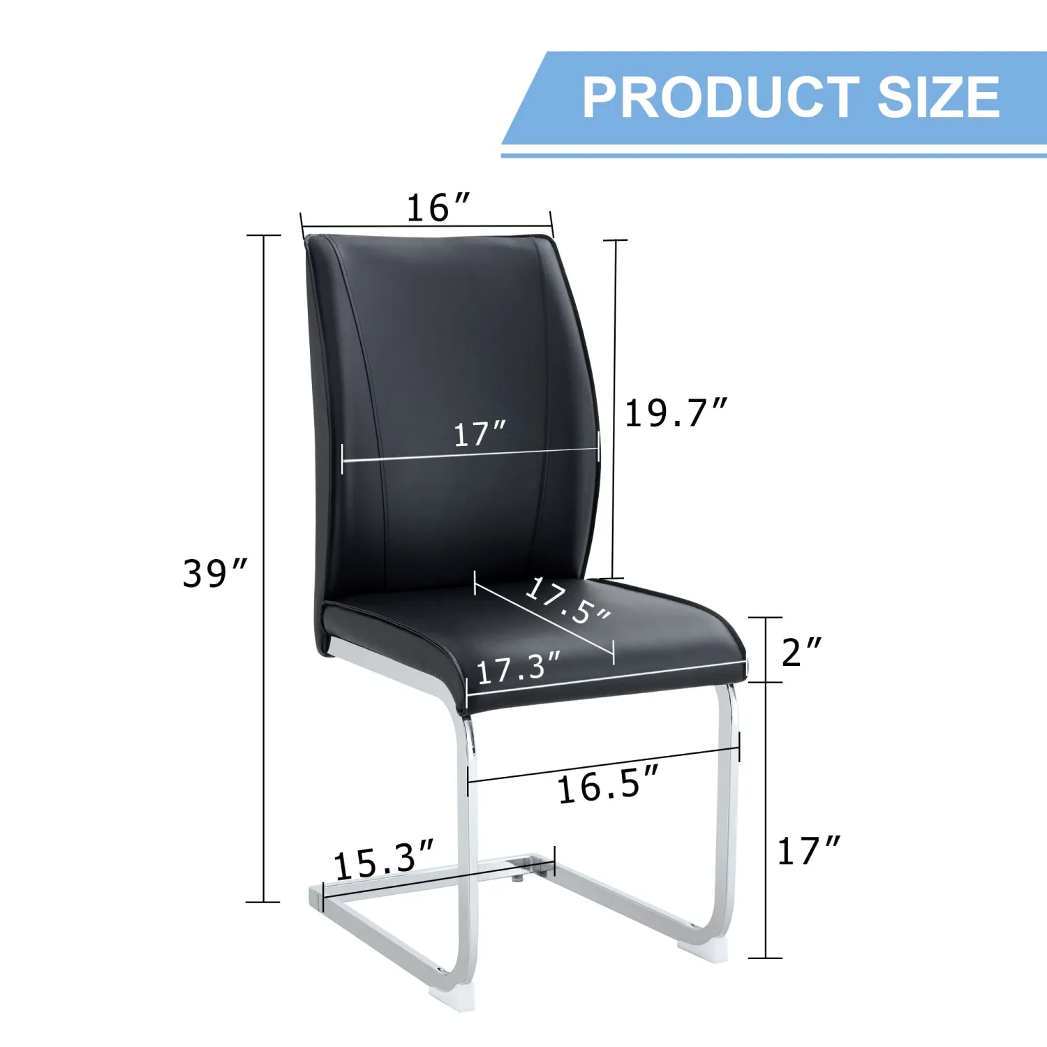Streamdale Arch Dining Chairs - Black PU, Silver Legs (Set of 6)