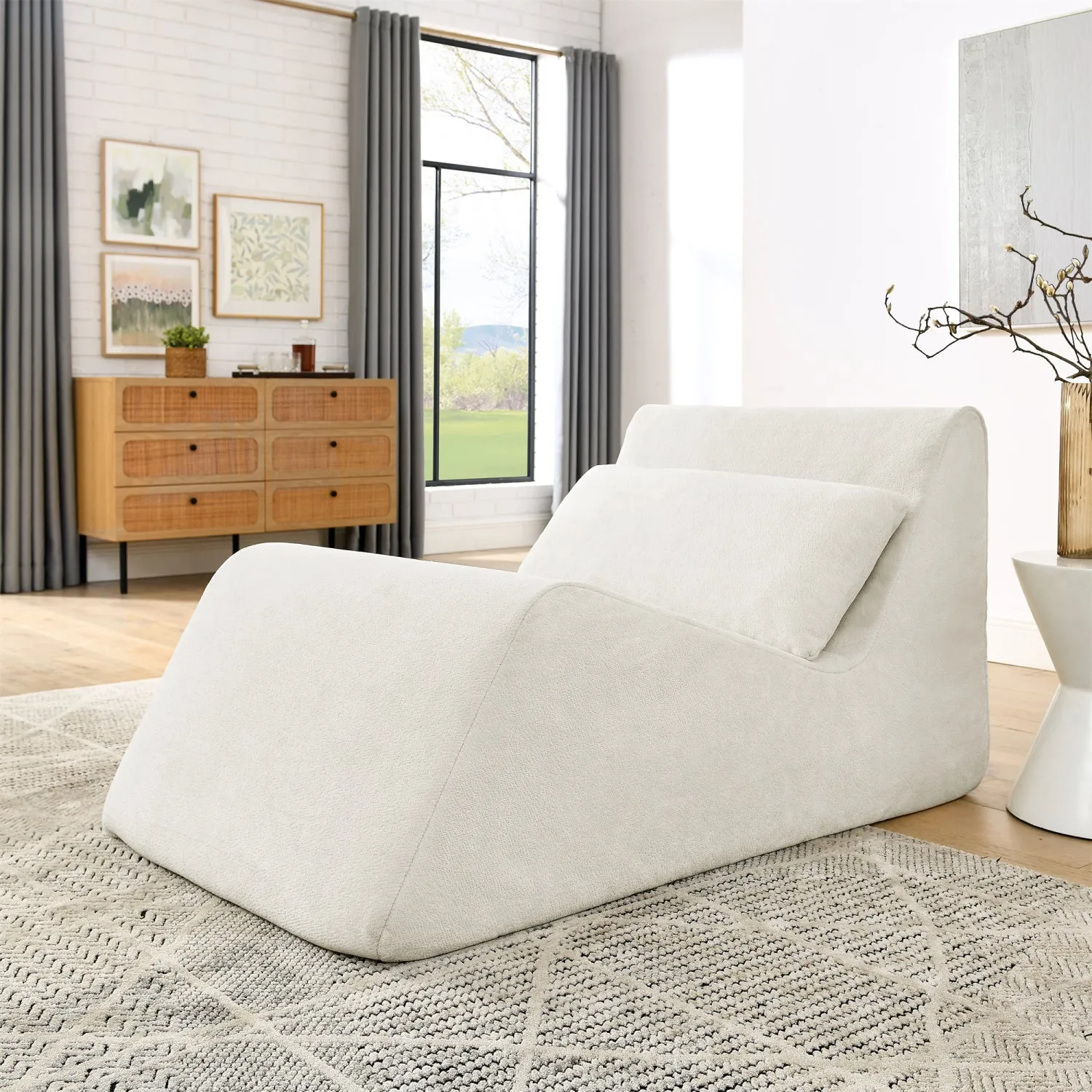Streamdale Beige Memory Foam Bean Bag Chair