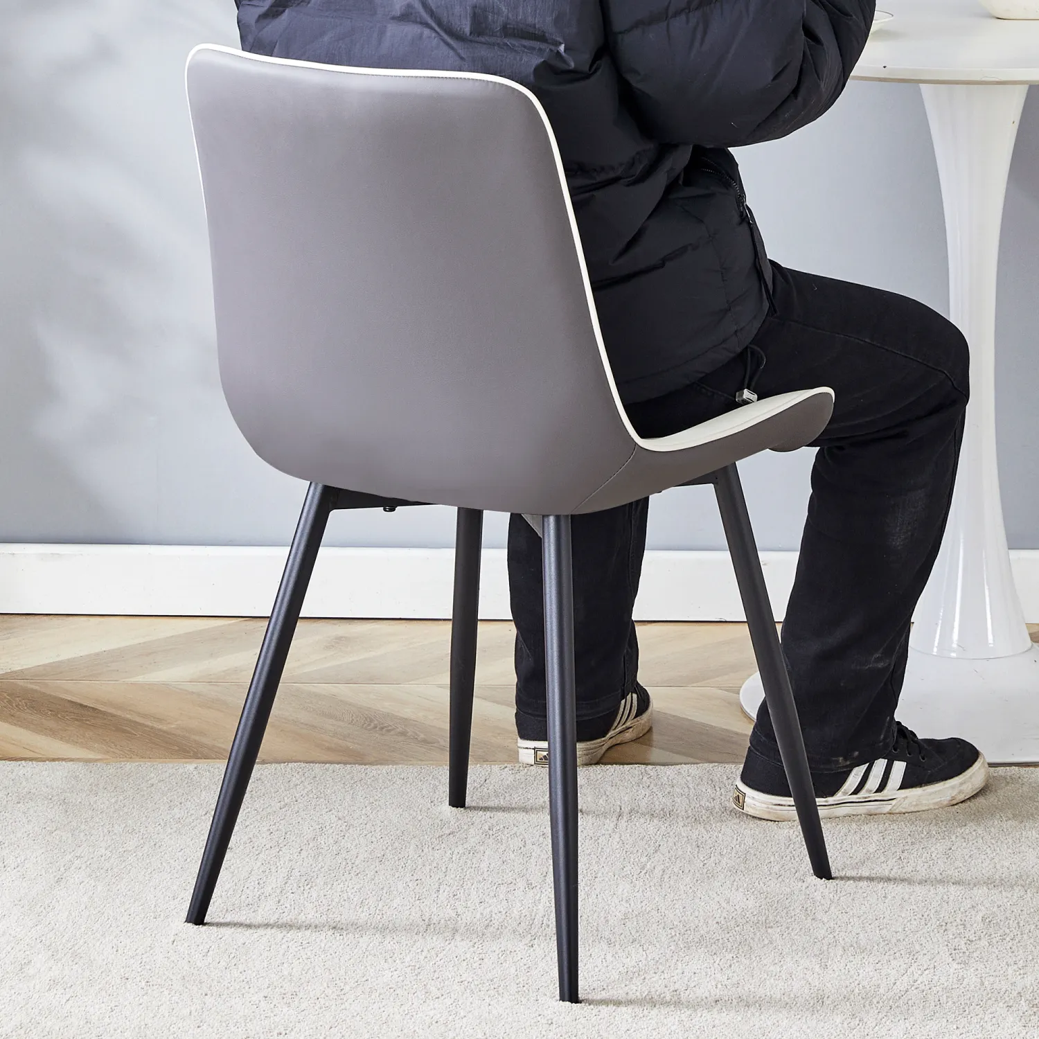 Streamdale Dining Chair Set - 4 Piece, White/Gray, Extended Seat