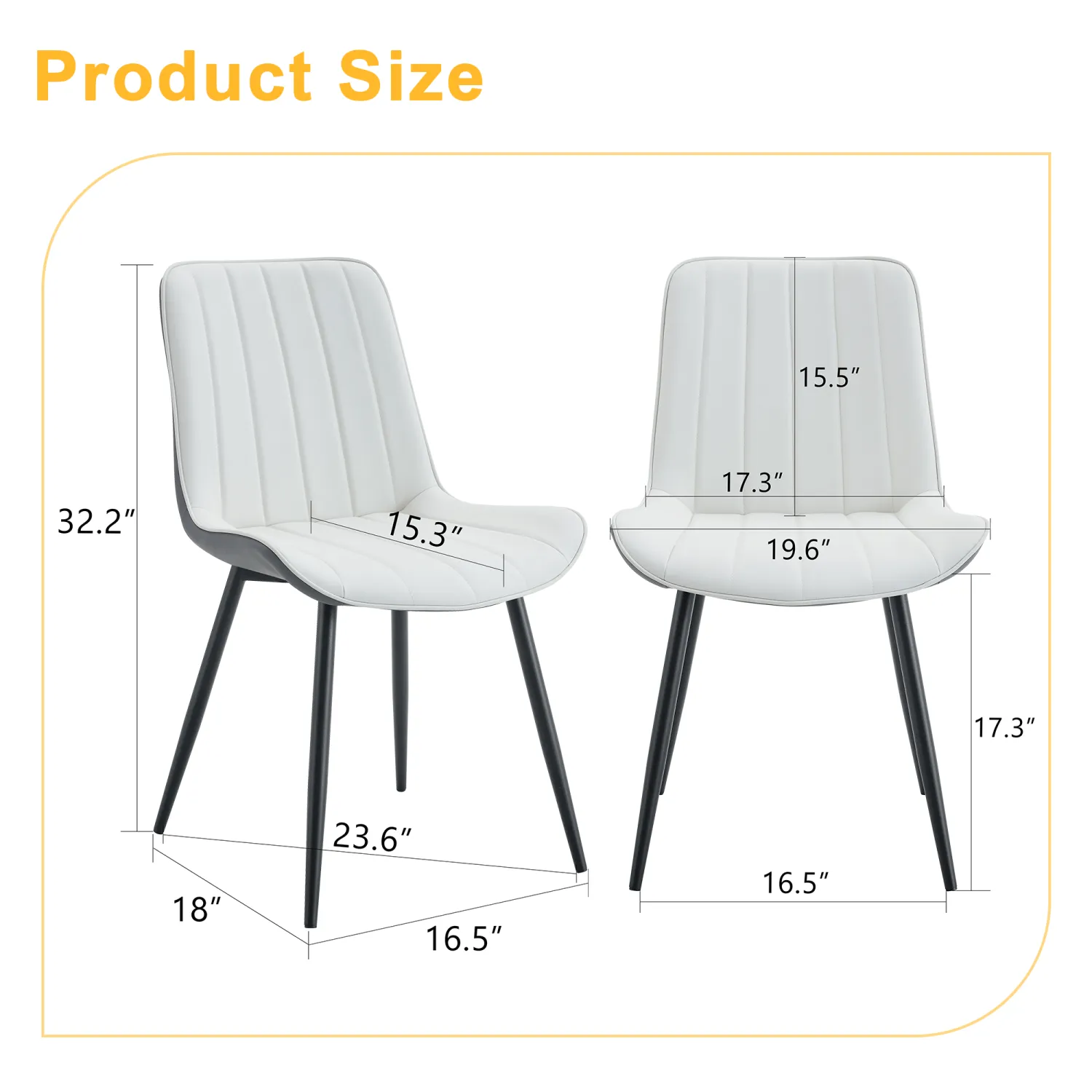 Streamdale Dining Chair Set - 4 Piece, White/Gray, Extended Seat