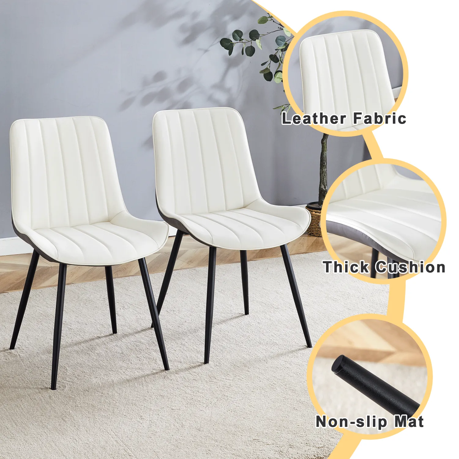 Streamdale Dining Chair Set - 4 Piece, White/Gray, Extended Seat