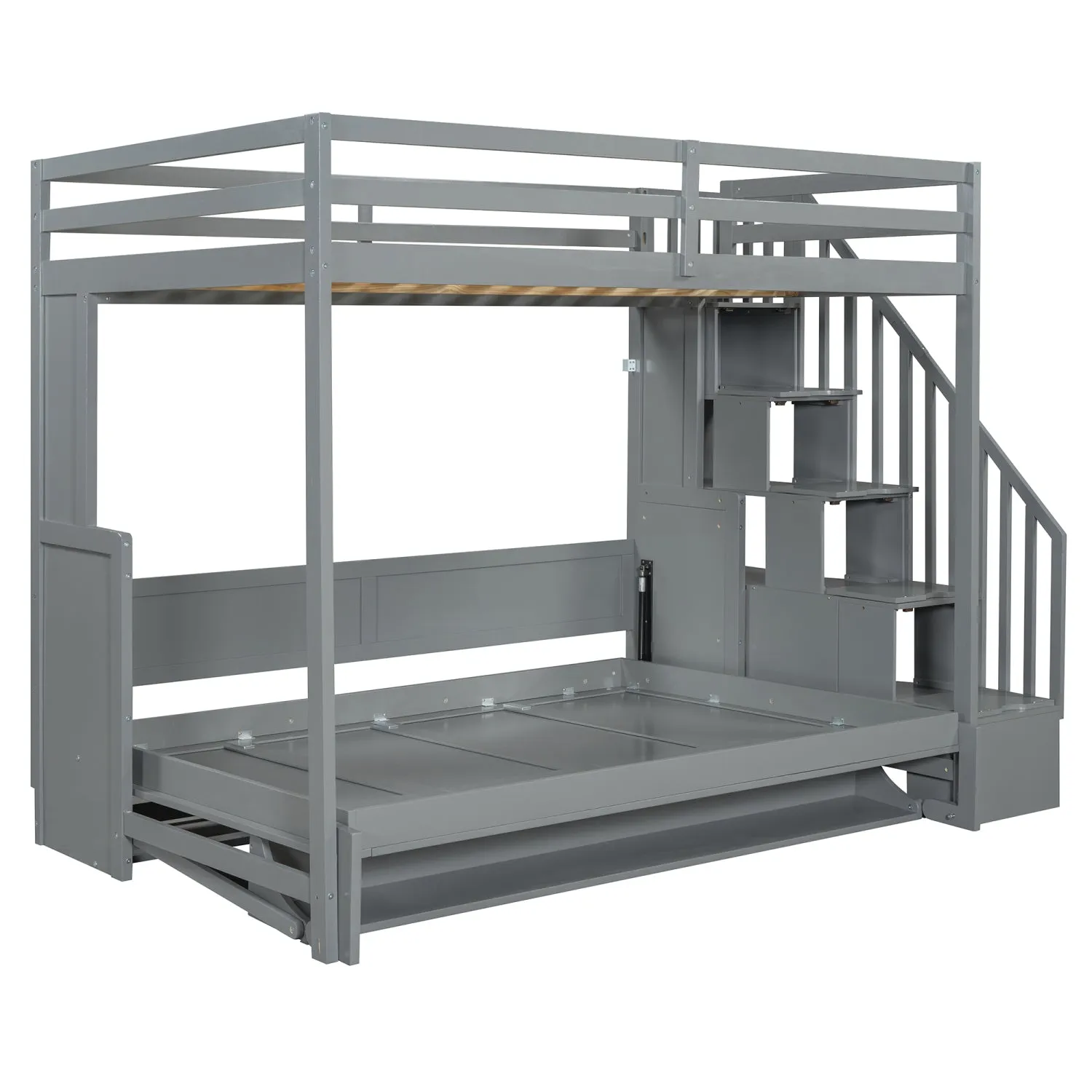 Streamdale Full Over Full Size Murphy Bed with Hydraulic Lift & Desk Design