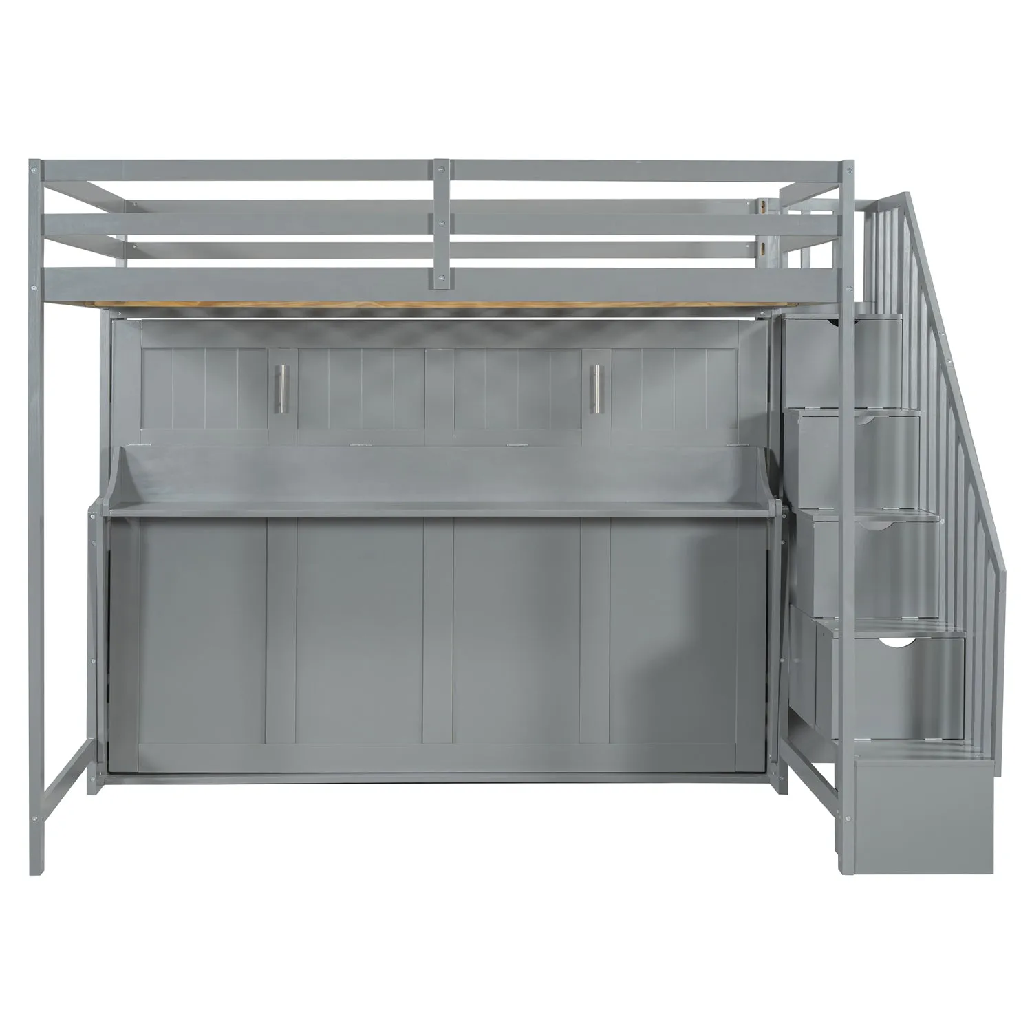 Streamdale Full Over Full Size Murphy Bed with Hydraulic Lift & Desk Design