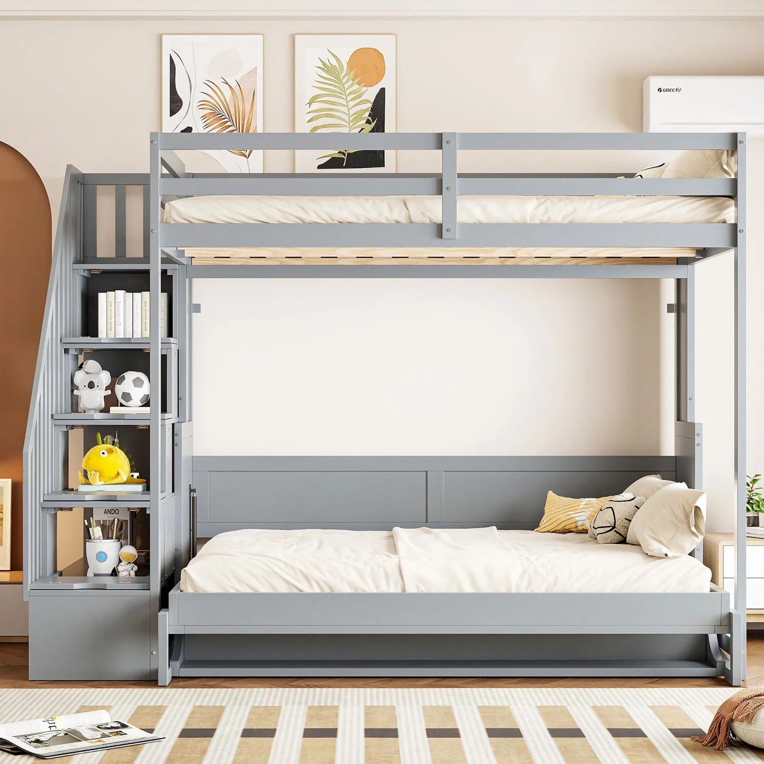 Streamdale Full Over Full Size Murphy Bed with Hydraulic Lift & Desk Design