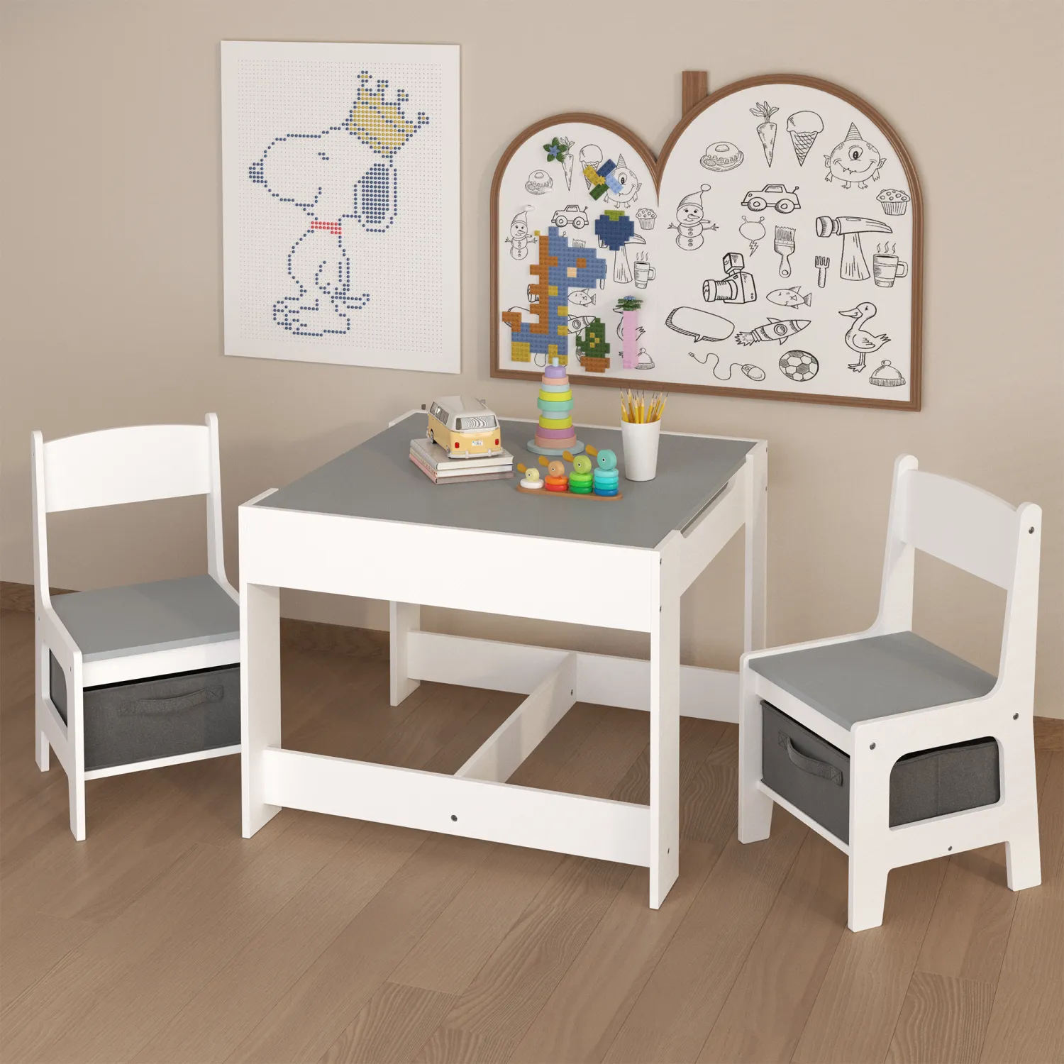 Streamdale Kids 3-in-1 Activity Table & Chair Set with Storage