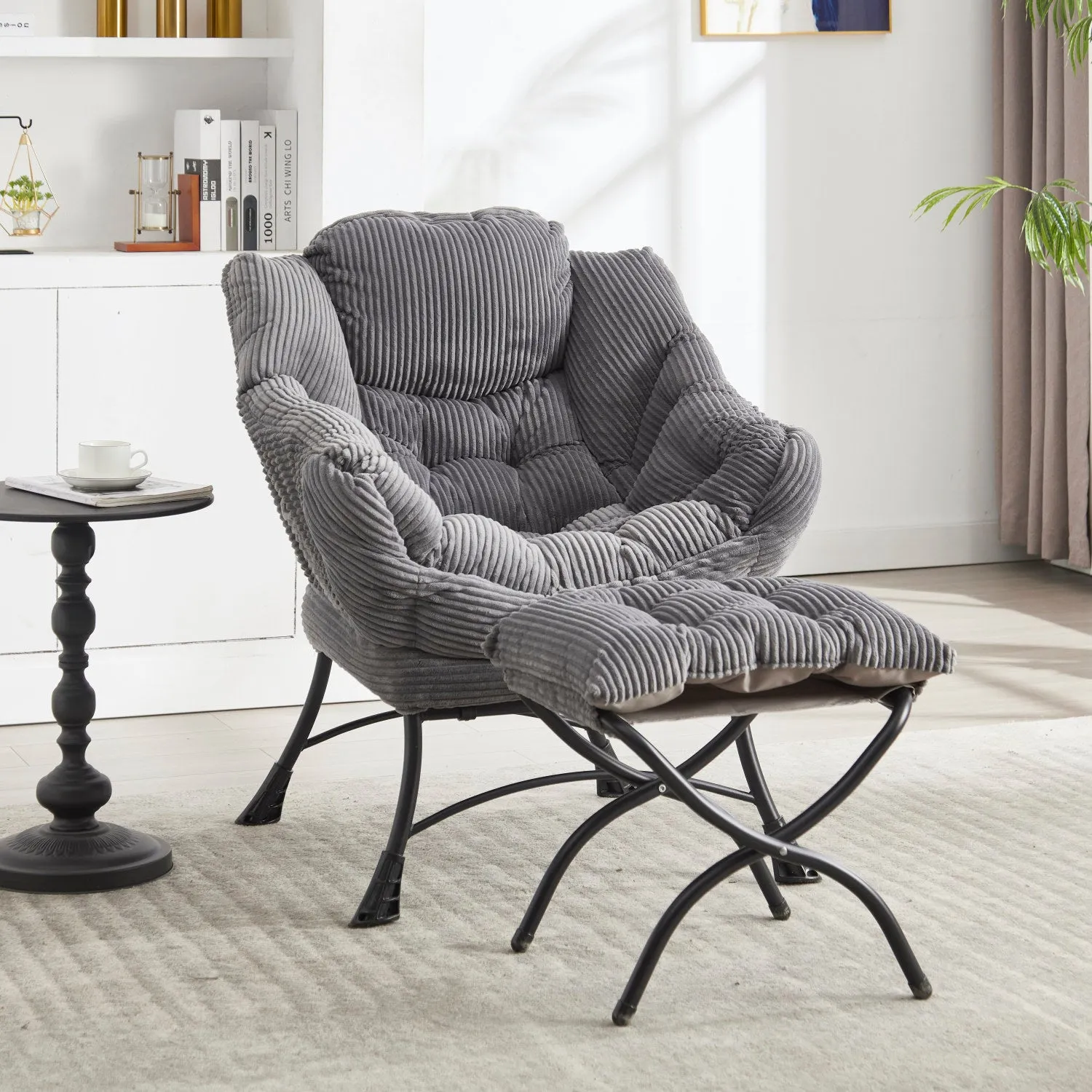 Streamdale Lazy Chair with Ottoman - Grey