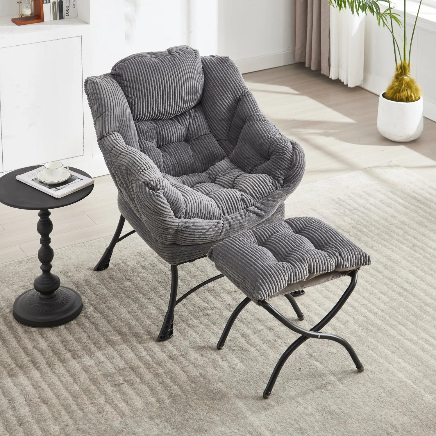 Streamdale Lazy Chair with Ottoman - Grey