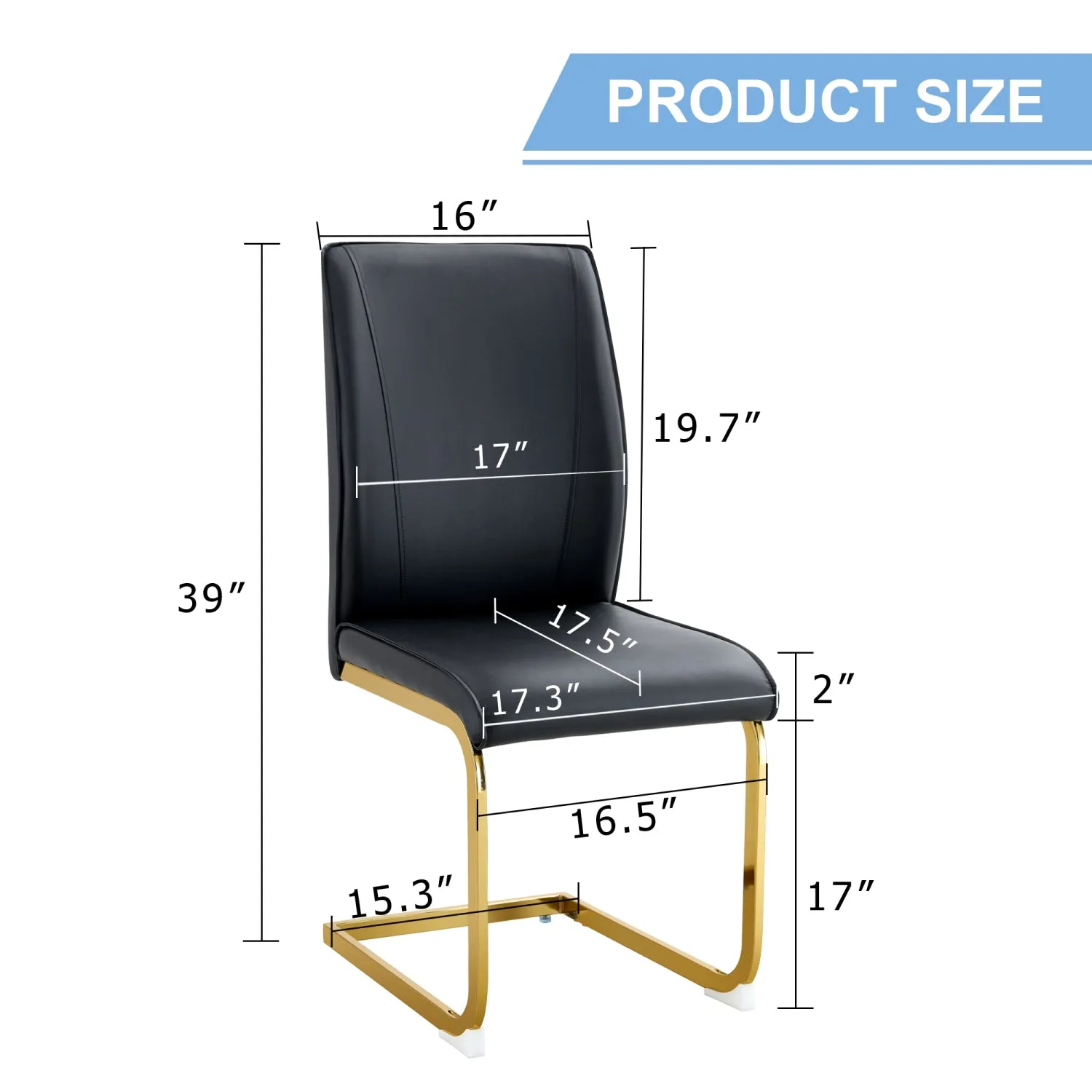 Streamdale Luxury Black PU Dining Chairs - Gold Leg (Set of 6)