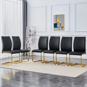 Streamdale Luxury Black PU Dining Chairs - Gold Leg (Set of 6)