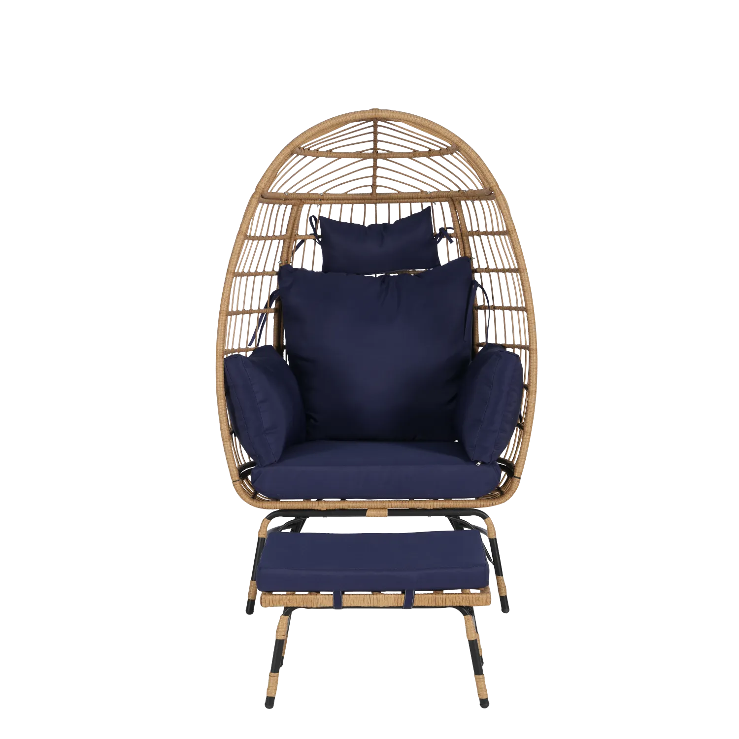 Streamdale Oversized Wicker Egg Chair with Ottoman