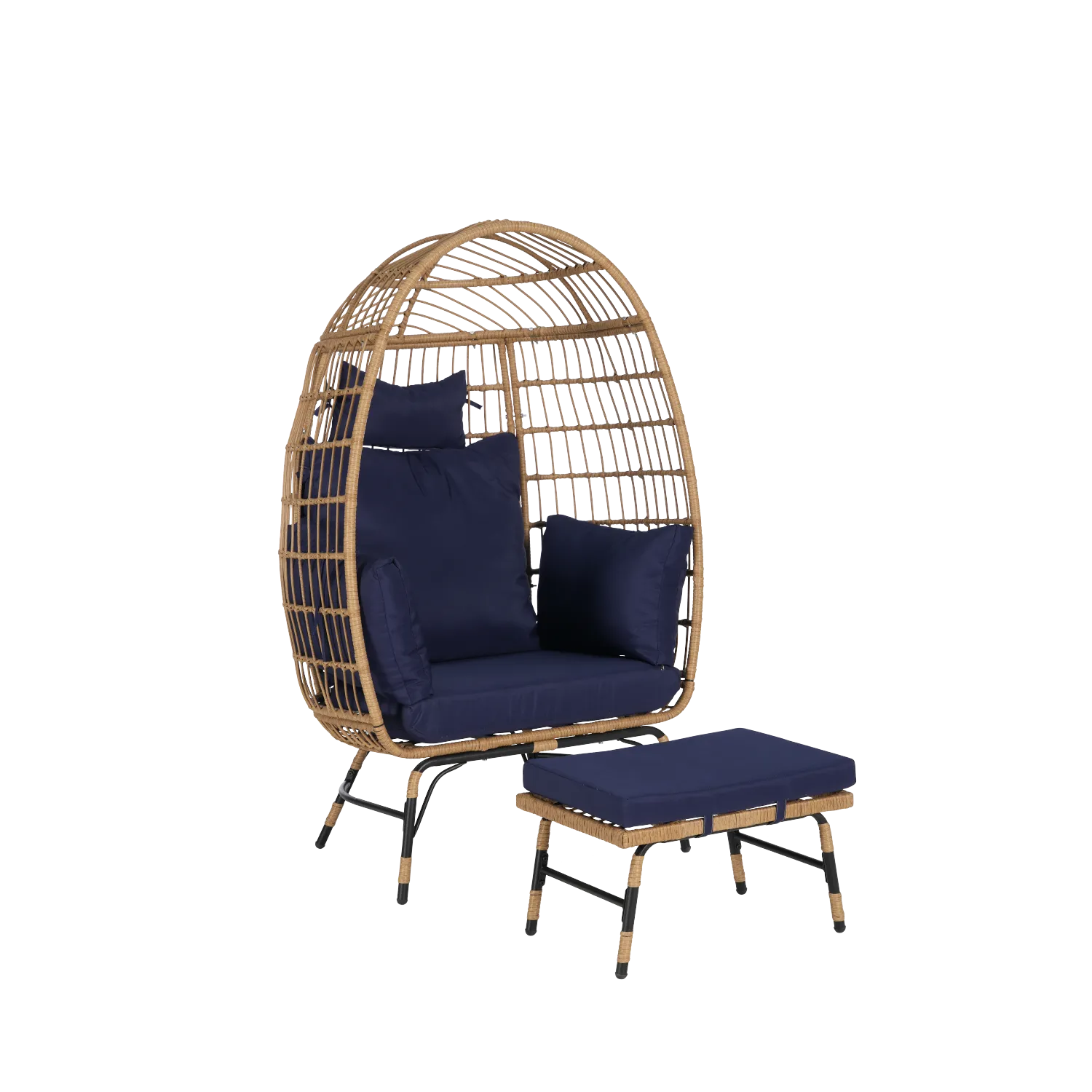 Streamdale Oversized Wicker Egg Chair with Ottoman