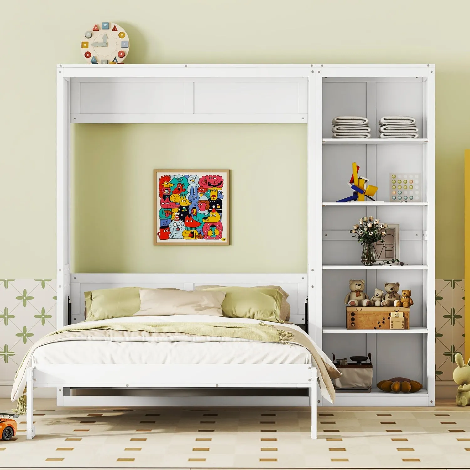 Streamdale Queen Size Murphy Bed Wall Bed with Shelves
